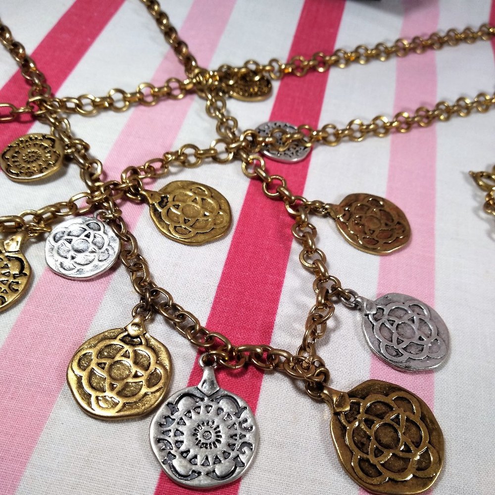 Stunning Vintage cabi Fall 2015 3pc Tile Coin Silver & Gold Necklace in Box! ♥ - Picture 9 of 15